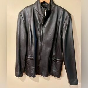 Sleek Black Leather Jacket for Women - Size XL